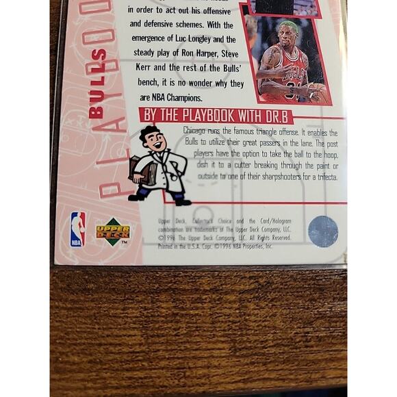 Michael Jordan 1995-1996 Upper Deck #370 - Chicago Bulls-NBA Playbook -Pippen - Picture 3 of 3